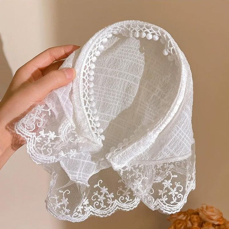 1PC Triangle Scarf Vintage Hairbands Fashion White For Women Girls Hair Hoops Accessories Lace Headband High Top