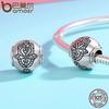 Bamoer 925 Sterling Silver Blue Crystals Eyes Round Bead Fatima Hamsa Hand Charms Fit Bracelet