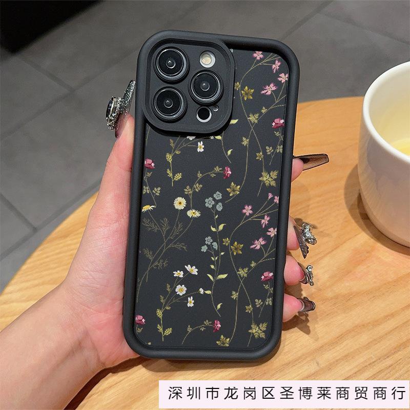 Line flower for iPhone11/12/13/14/15 mobile phone case Apple 16promax all-inclusive X/XS