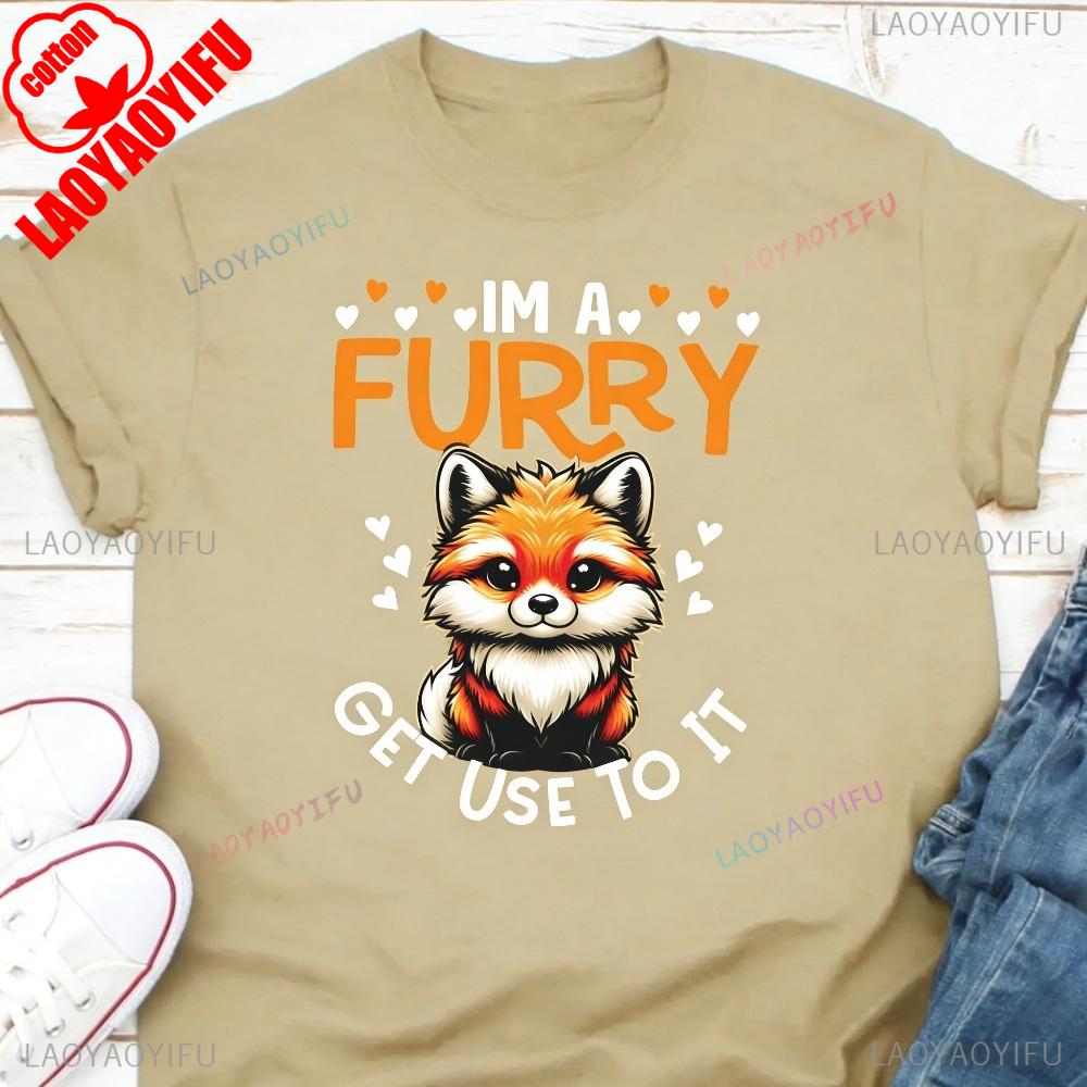 

Im A Furry Get Use To It TShirt Furry Pride TShirt Fursona Fandom Shirt Proud Furry Tee Men Unisex Casual Tops Cotton Clothing 4XL