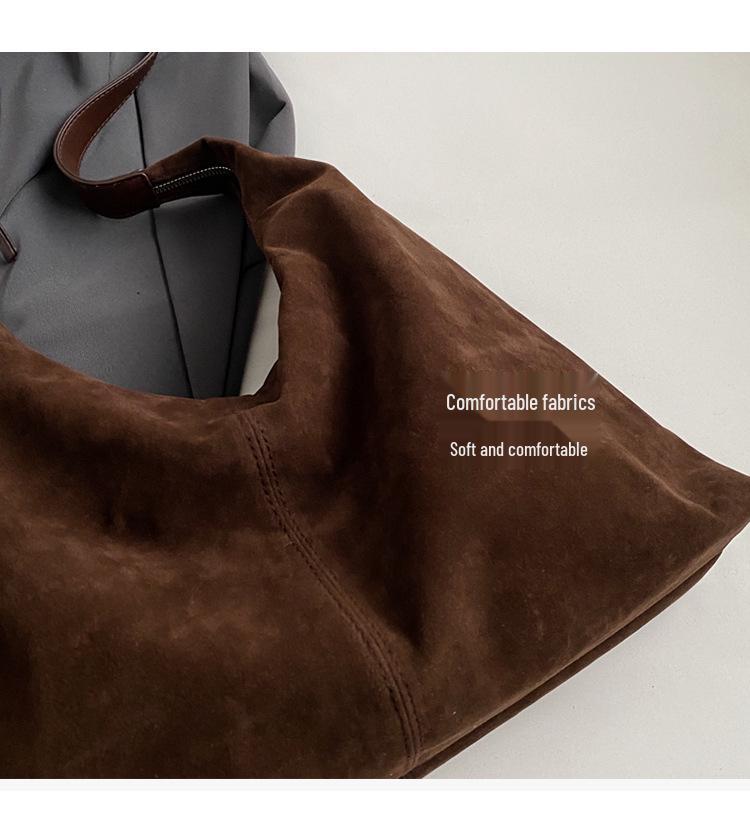 Women's Retro Suede Autumn Tote Bag - Versatile, Large Capacity Shoulder Bag