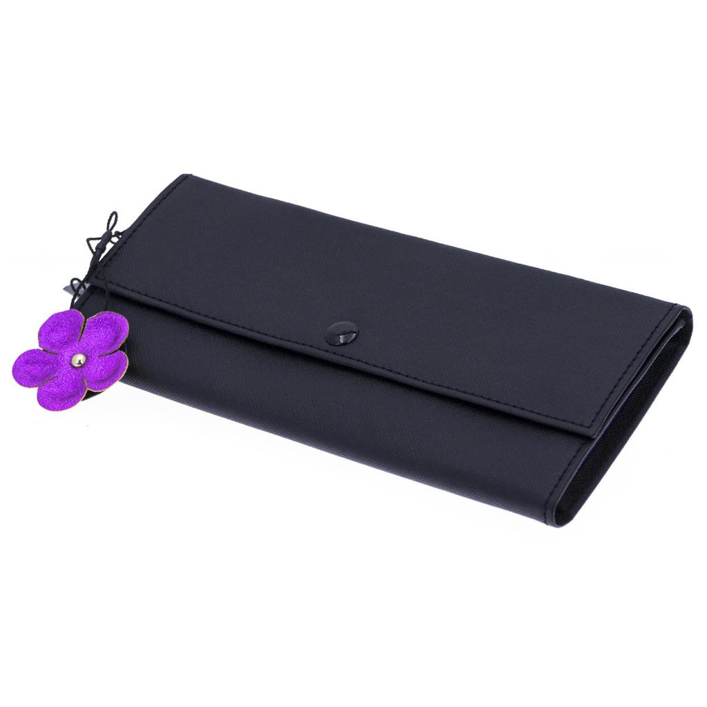 Davidt's [Q0647] - 'Humeur Fleurie' Travel Jewelry Case Black Purple - 22x11x2 Cm
