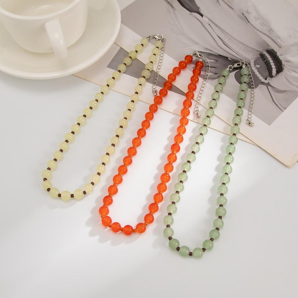 Fashion Creative Transparent Glass Beads Choker Necklaces for Women Retro Bohemian Clavicle Chain Necklace Summer Daily Party Jewelry