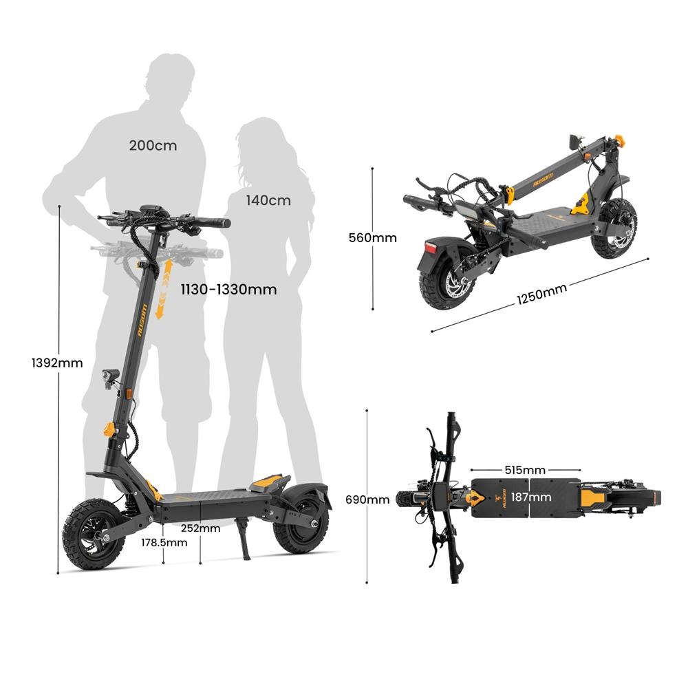 Monopattino Elettrico Ausom L1 ABE 15.6Ah – Autonomia 70km, Motore 930W, Sospensione Integrale, Freni a Disco & Accesso NFC, Certificato ABE