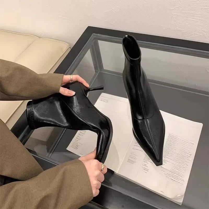 Fashion Pointed Toe Booties Women's Fall/Winter 2025 New Short-leg High-heeled Boots