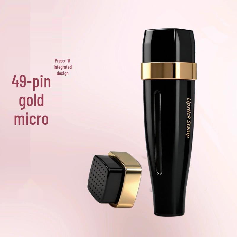 Adjustable Gold Microneedle Lipstick: 49 Needles for Hair Growth & Beauty Treatments