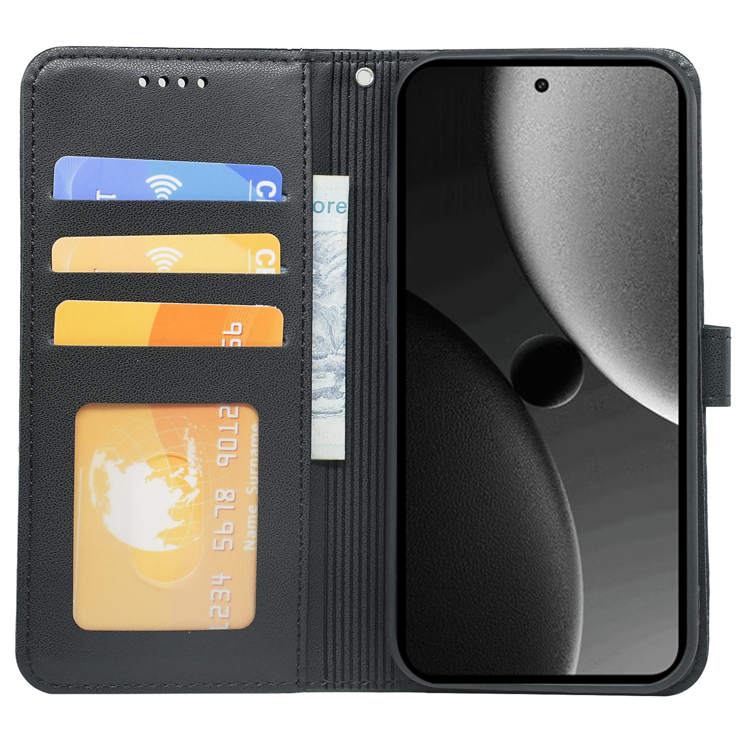 

For Xiaomi 15 Ultra Wallet Case Magnetic Snap Leather Phone Cover with Strap Black