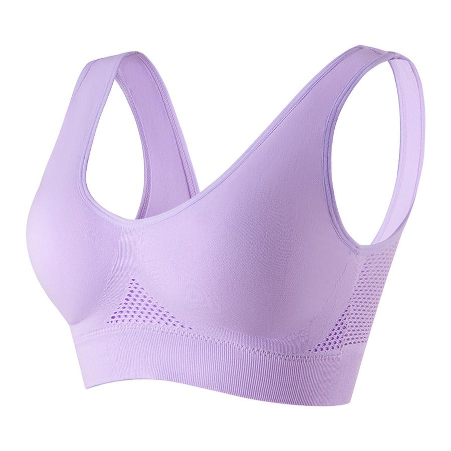5 Pcs Plus Size Wire-Free Back-Supported Sports Bra for Running and Fitness - Breathable Mesh Cutout