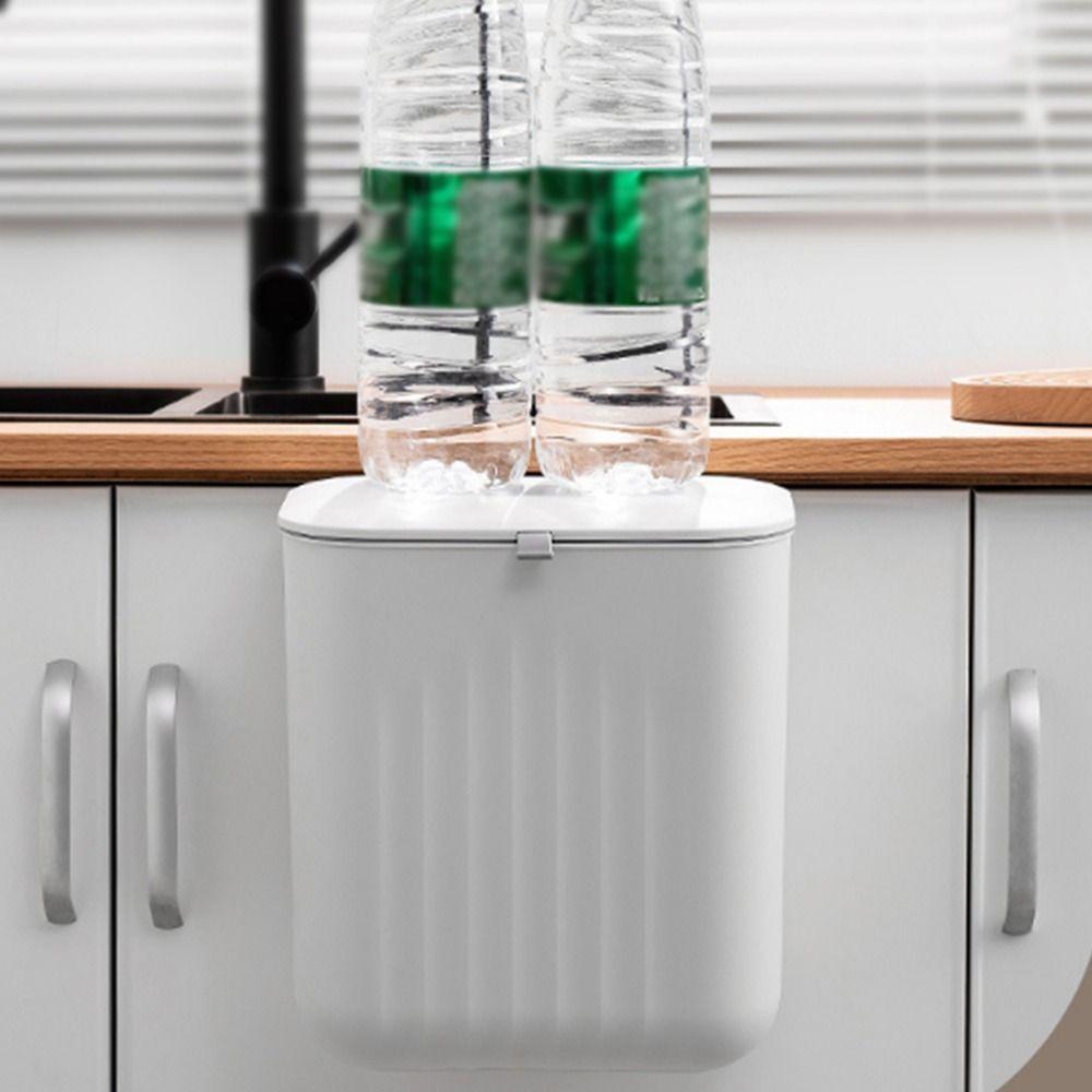 With Lid Wall Hanging Rubbish Bin No-Hole Bathroom Trash Can Kitchen Storage Box  Waste Basket