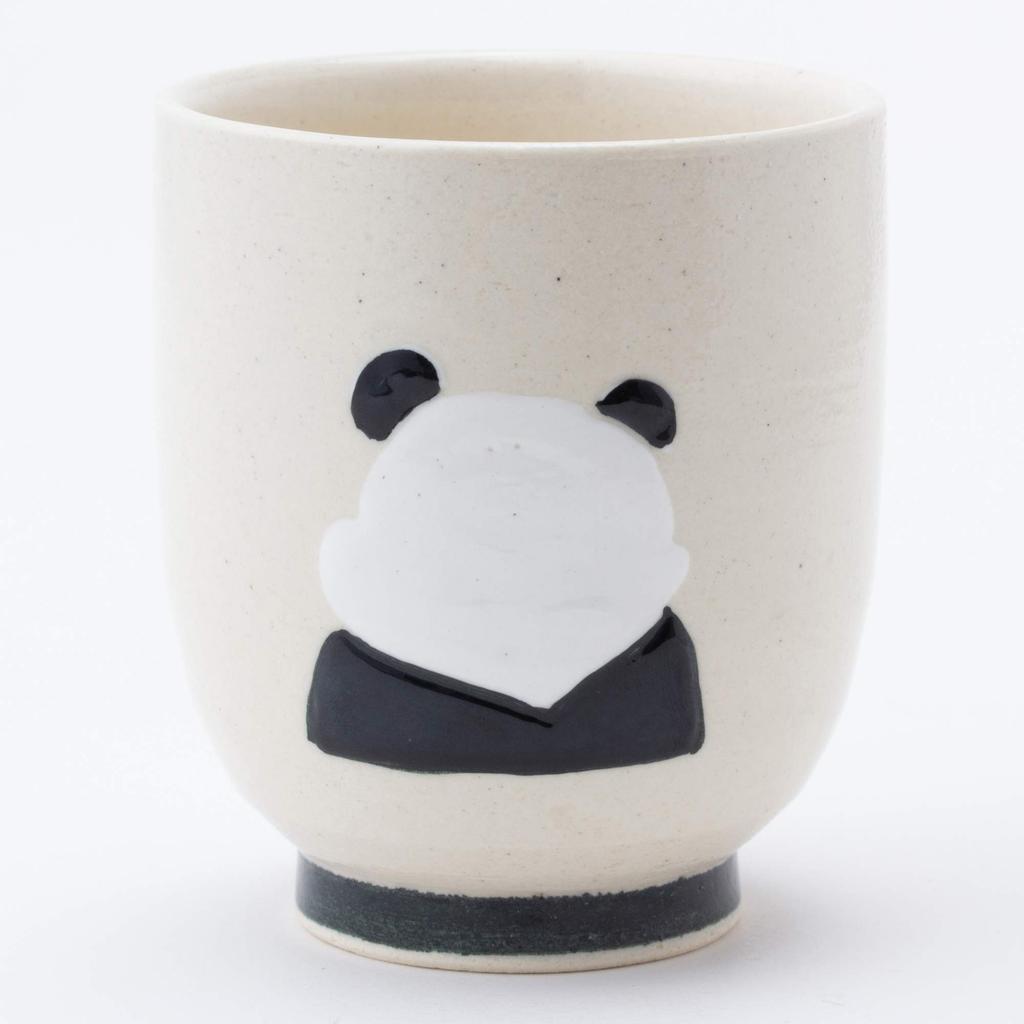 Hasami ware teacup, panda pattern, black, 70442
