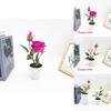 Rose Artificial Plant Gift For Valentines Day Home Decor With Faux Pearl Accents