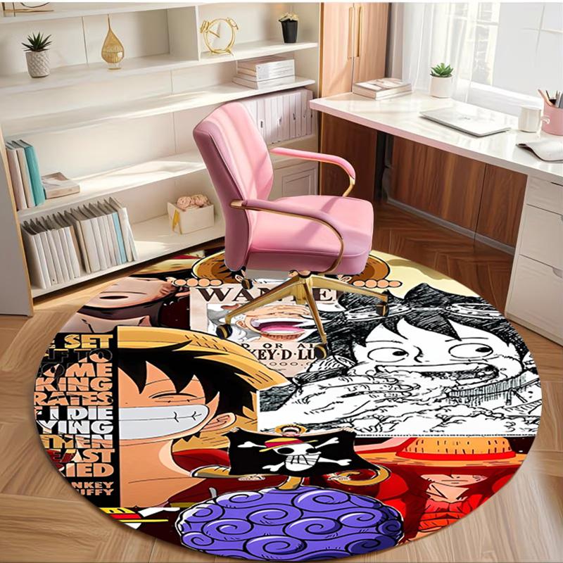 One Piece Print Round Rug, Washable Floor Carpet, For Entryway Dorm Laundry Room Office Study, Home Decor Birthday Christmas Gift