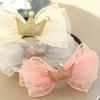 3D Bow Mesh Hair Clip & Crown Headband for Girls