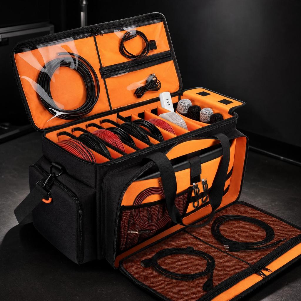 Portable Gear Bag with Dividers Adjustable Cube Storage Pockets