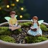 2 Pieces Literary Fairy Children Statues Glow In the Dark Resin Magical Youngsters Miniatures for