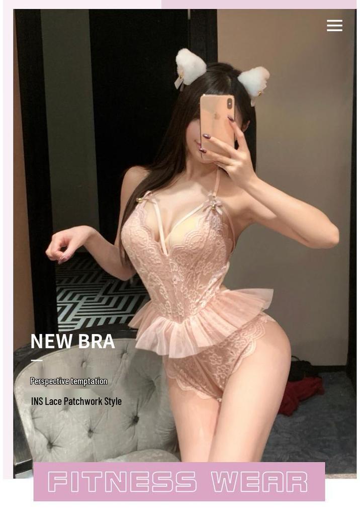 Passion Lace Halter Bodysuit: Sexy, Open Crotch, Transparent Lingerie for Women