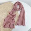 Retro Old Texture Pleated Solid Color Linen Scarf Thin And Narrow Silk Scarf Extended Neck Protection Scarf Autumn And Winter Warm