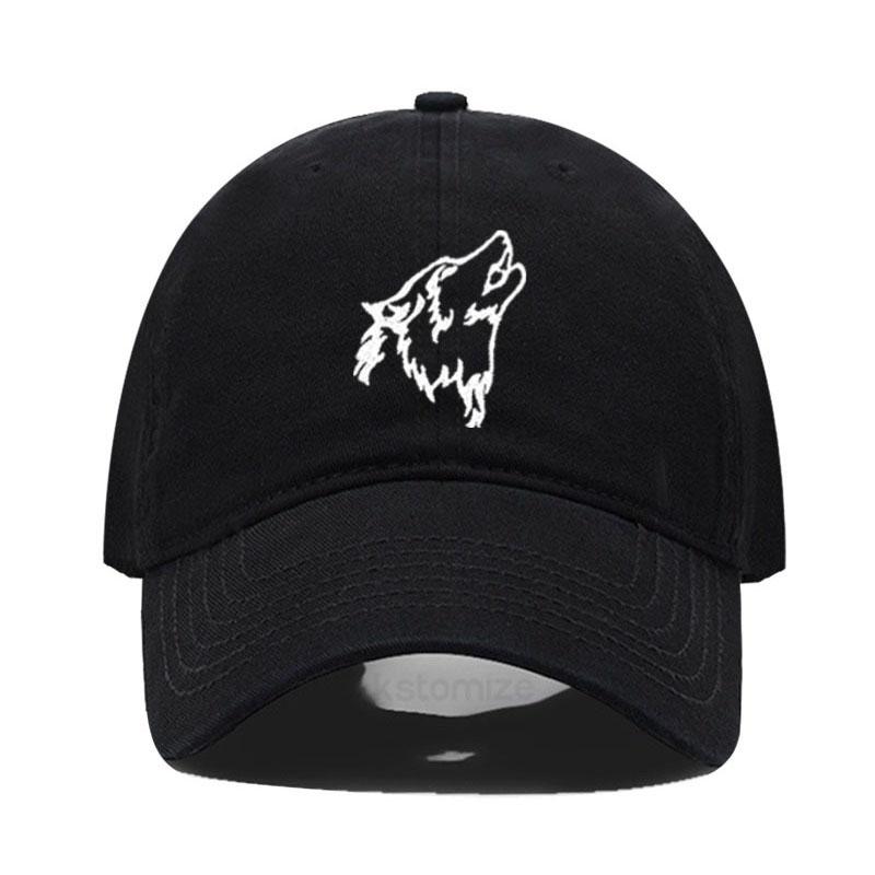 Women's Baseball Cap Men's Washed Cotton Wolf Howl Embroidery Embroidery Dad Hat Sport Golf Caps For Man Sun Hats Dropshipping