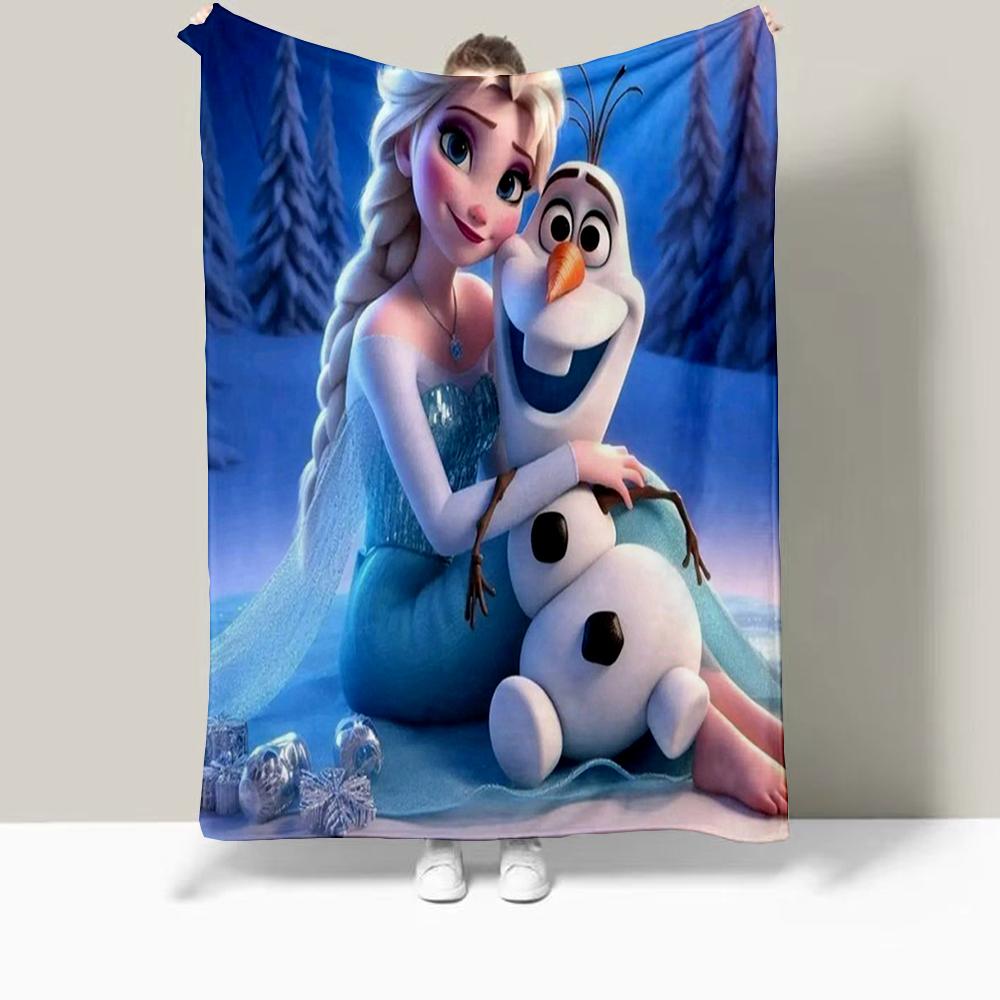 Frozen Elsa Cartoon Printed Blanket Oversized Bedding Sofa Soft Travel Warm Flannel Bedroom Blanket Children Girls Gift