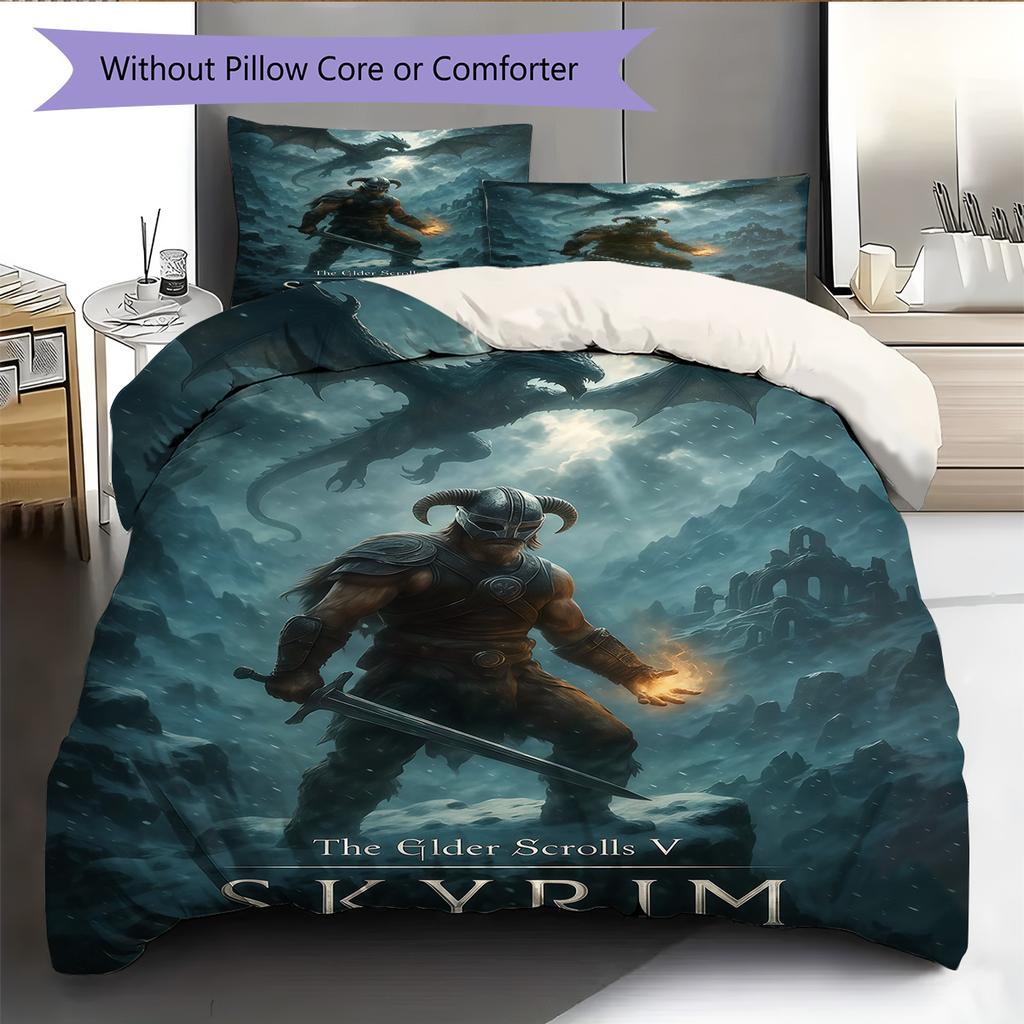 Tamriel Bedding Quilt Set Quilt Cover Pillowcase Home Decoration Birthday Gift (1 * duvet cover + 2 * pillowcase, without core)