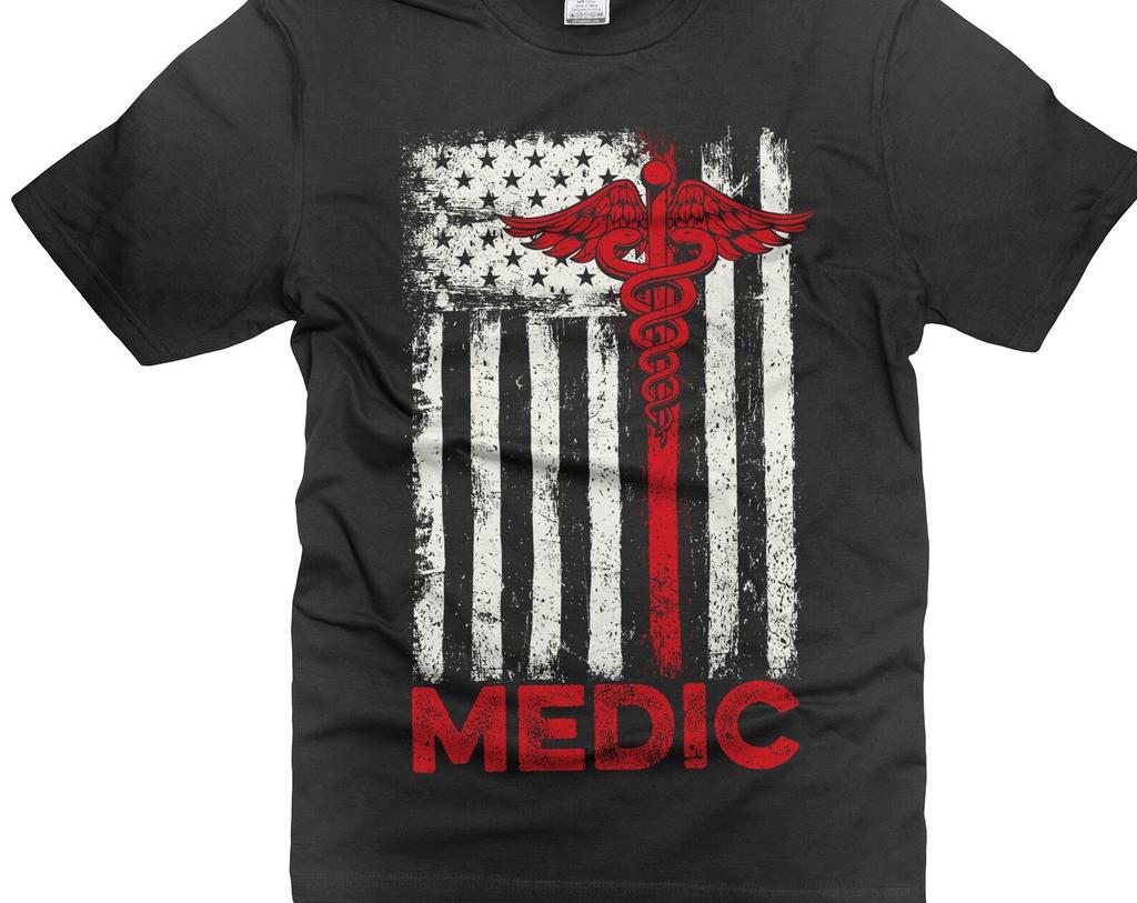 Medic USA Flag T-Shirt: Patriotic EMT, Nurse, Doctor Tee