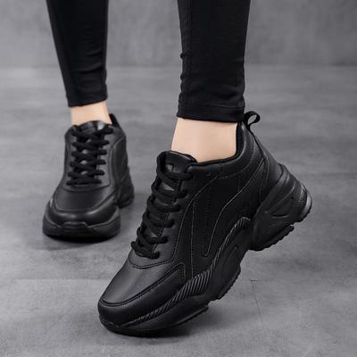 Schwarze wasserdichte Sportschuhe aus Leder für Damen von Markenherstellern, leicht, weiche Sohle, rutschfest, verschleißfest, ideal für Reisen im Herbst und Winter.