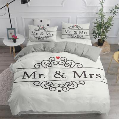 Huse de pilotă Negru și Alb Mărime Queen/King/Full Set de așternuturi Domnul și Doamna 3 Piese Microfibră Moale Husa de plapumă romantică pentru cuplu