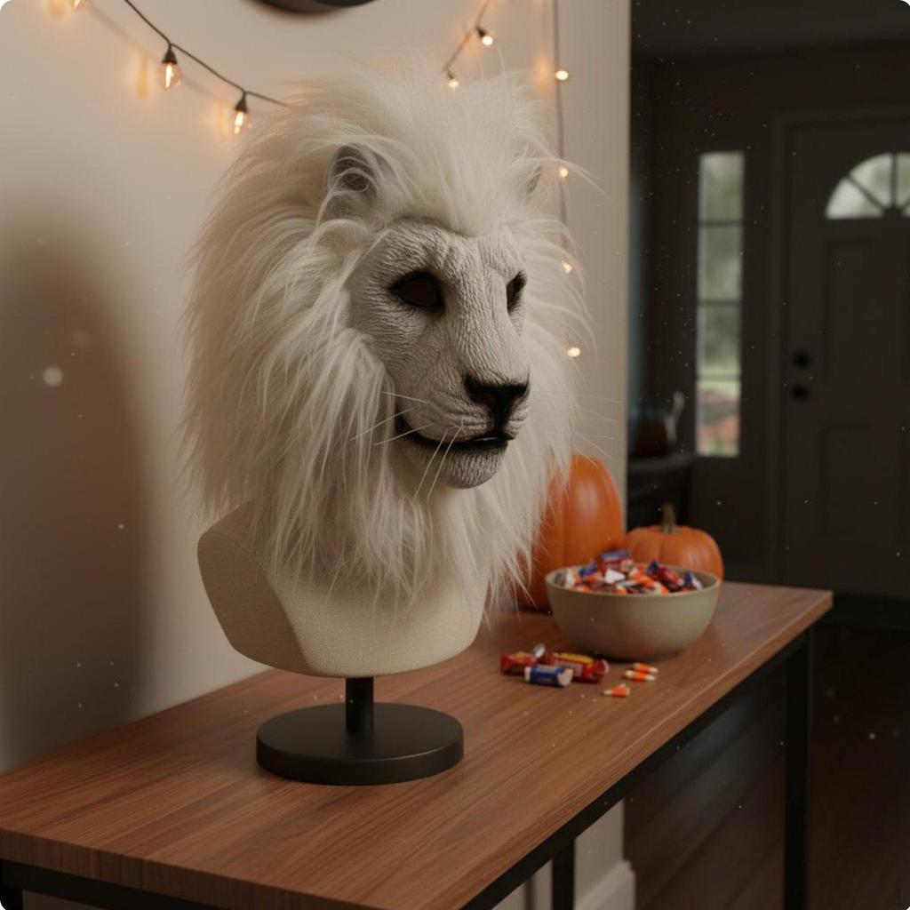 Lion Headpiece Furry Mane Full Head Costume Accessory for Adults, Halloween, Cosplay,