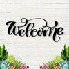Metal Welcome Letter Sign Cursive Script Wall Art Front Door Farmhouse Home Wall Decor
