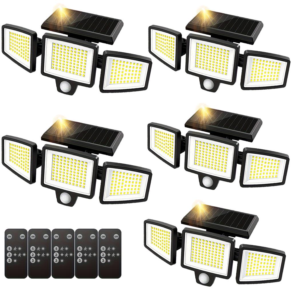 (1/2/3 Pack) 3-Head Solar Outdoor Light, Motion Sensor Security Light with Wireless Remote Control