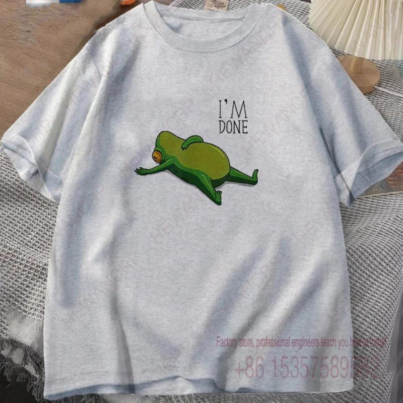 I m Done Frog graphic print T-Shirt Men Cotton S