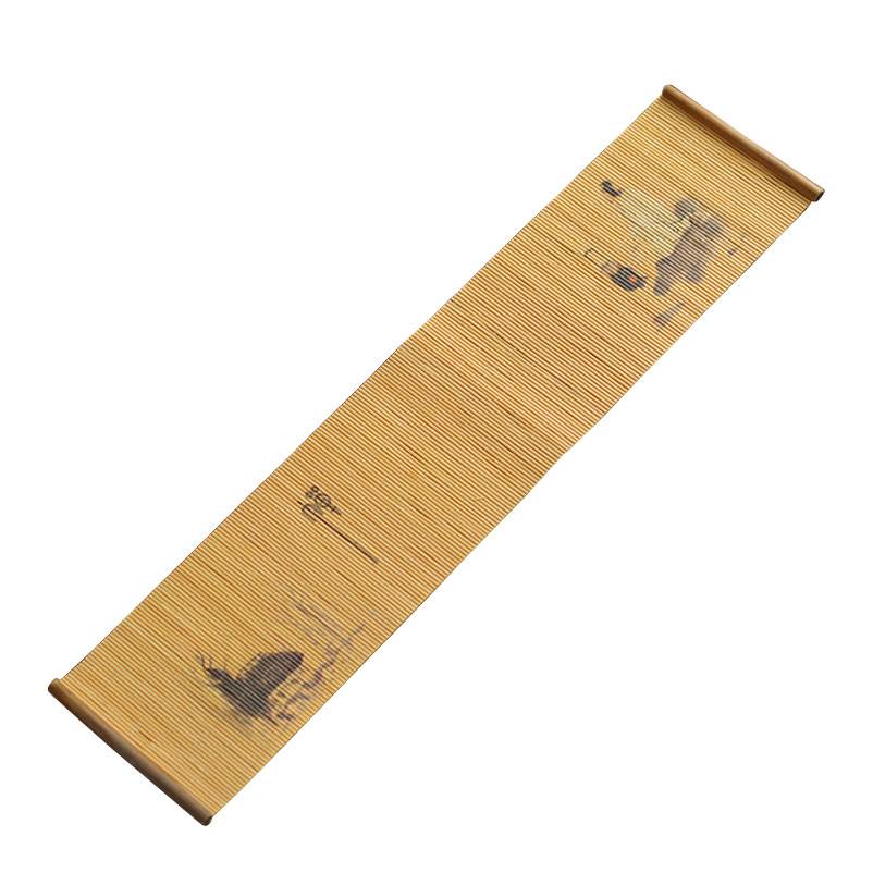 Waterproof Small Size Bamboo Weaving Tea Mat Heat Insulation Cup Mat Zen Style Print Tea Ceremony Accessories Chinese Style