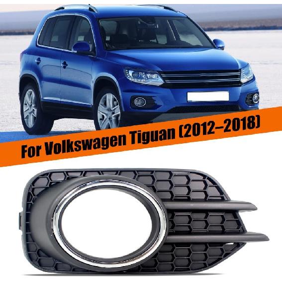 Stoßstange vorne Nebelscheinwerfer Blende Gitter Abdeckung Kappe Mit Chrom Passend für VW Tiguan 2012 2013 2014 2015 2016 2017 2018, Ersatz für 5N0853666H (Recht
