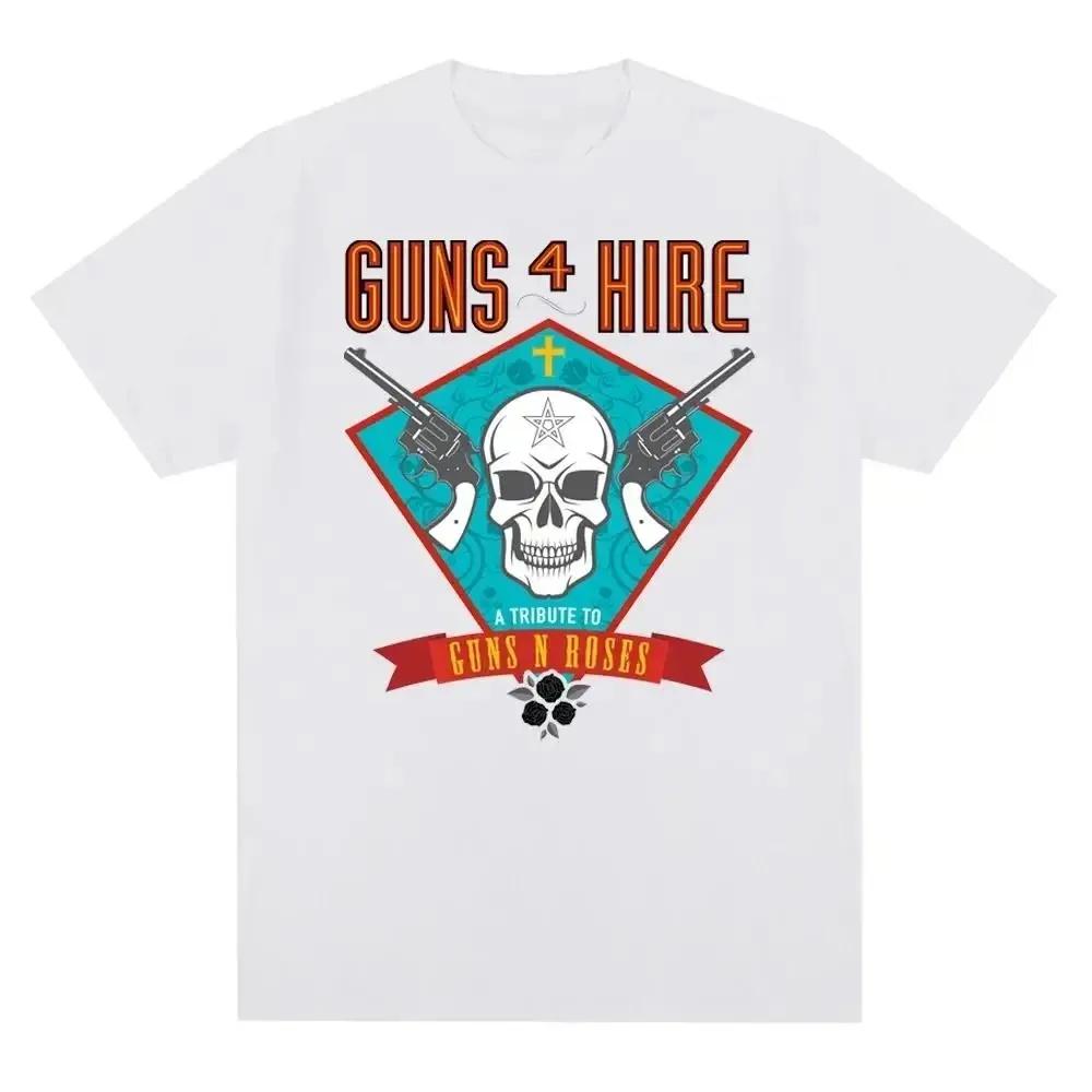 2025 New Hot Guns N Roses Graphic Print T Shirt Vintage Rock Band Streetwear Fashion Crew Neck Plus Size T Shirt Women Mens Tees