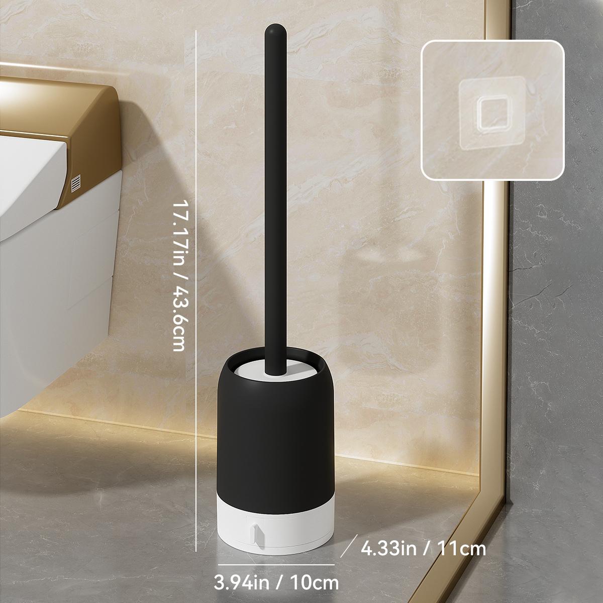 

Настенная щетка для унитаза без перфорации с основанием для слива, густая щетина, удлиненная ручка, щетка для чистки ванной комнаты чёрный