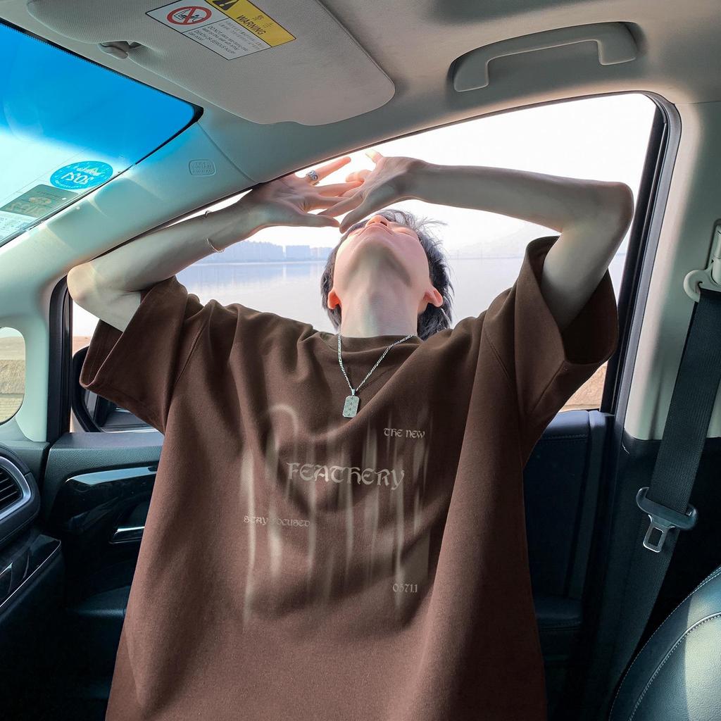 Mousse Grey Oversized Five-Sleeve T-Shirt, Men's Summer 2024 Trend, Plus Size