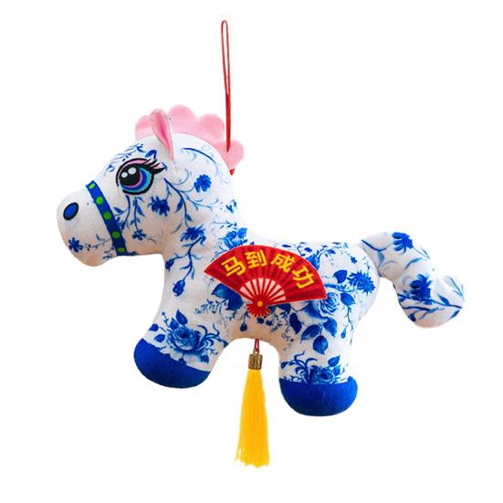 Horse Plush Toy Lifelike Stuffed Doll National Style Bag Pendant Soft Horse Stuffed Animal Keychian Year of The Horse Decoration