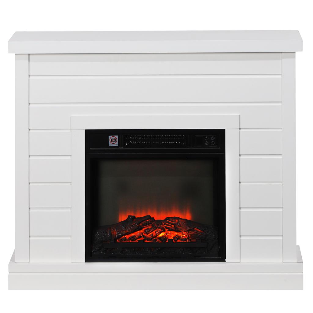 Electric Fireplace, 3D Flame Effect, 3 Settings, Timer, Remote Control, White