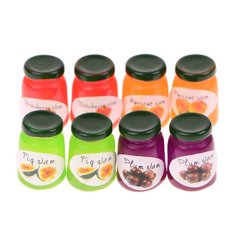 8 Pcs 1:12 Dollhouse Miniatures Accessories Jams Miniature Kitchen Jams