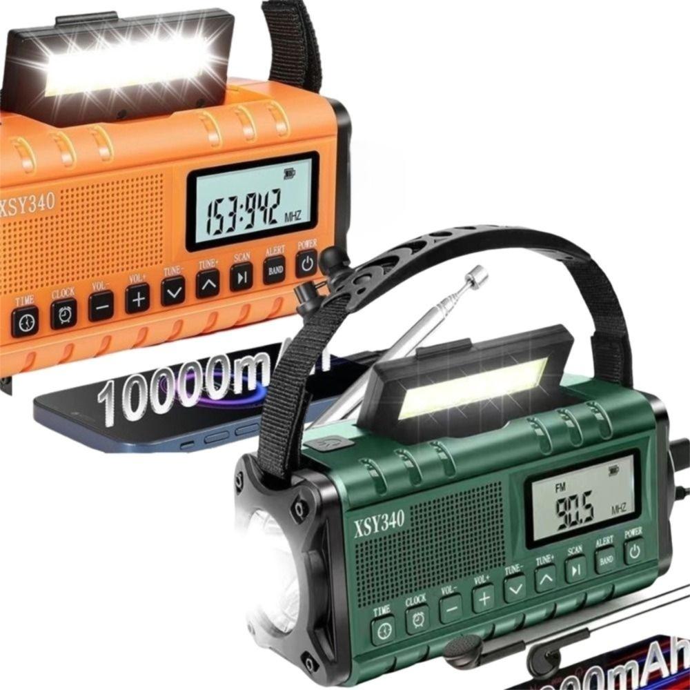 

3 Ways Powered Emergency Weather Radio Phone Charger Clock Radio with Phone Charger Home Outdoor помаранчевий