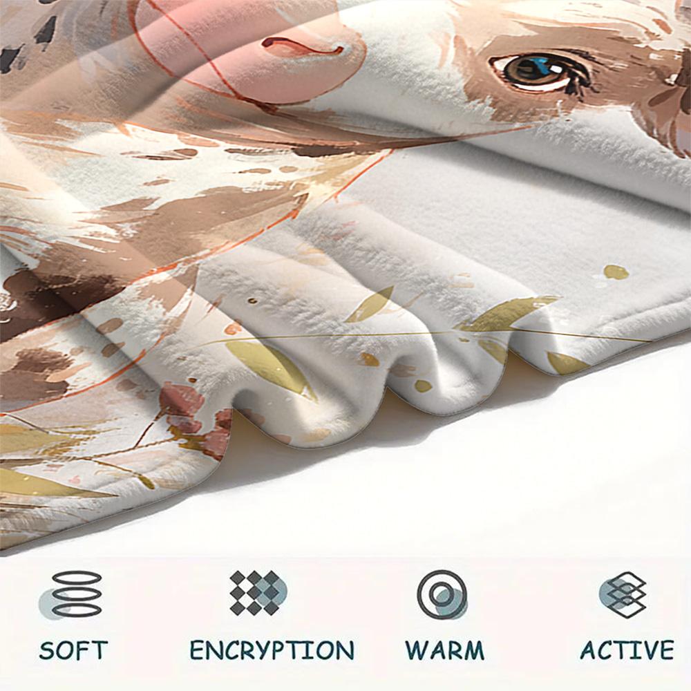 Coperta in Flanella con Stampa Bovini, Alta Qualità, Confortevole per Tutte le Stagioni, Decorazione per la Casa, Calore e Comfort, Perfetta per Regali di Natale