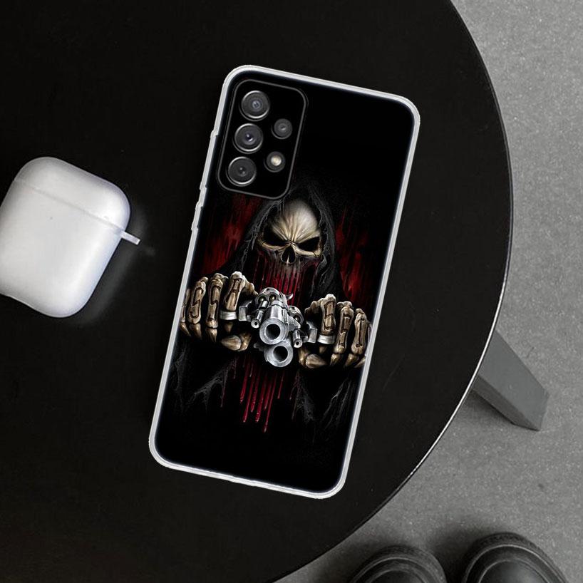 Reaper Skull Skeleton Gun Phone Case Cover for Samsung Galaxy A12 A22 A32 A52 A72 A02S A51 A50S A31 A20S A10S Note 20 Ultra 10 P