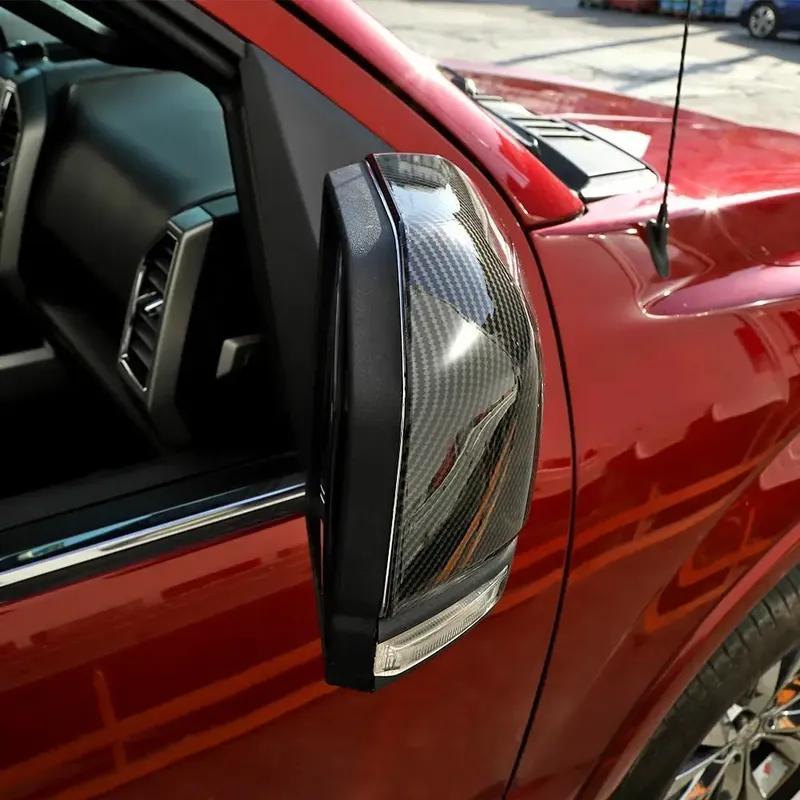 For Ford F150 2015- Raptor Car Rearview Side Mirror Wing Cap + Door Handle Cover Exterior Door Housing Shell Trim ABS