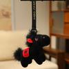 12Cm Cute Black Horse Plush Toy Doll Keychain Bag Pendant Charms Car Keyring Accessories For Women Couples Kawaii Gift