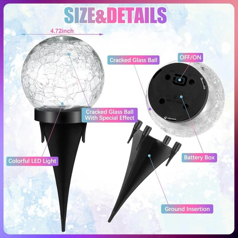 1Pcs Extra Large Solar Globes Lights Outdoor Multi-Color Pre Lit Crystal Ball Light Waterproof Lawn Solar Light