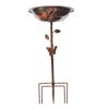 Metal Retro Bird Bath Feeder Bowl with 5-Prong Stake Detachable Decorative Birdbath Garden Water Feeder for Patio Yard Decor