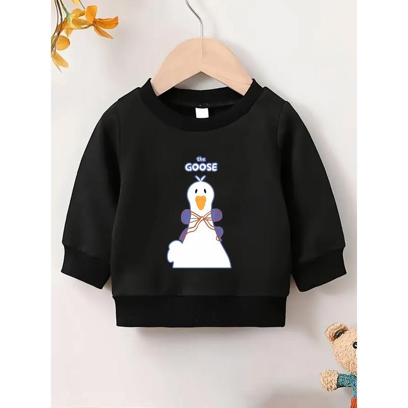 European Size Cute Cartoon Print Pattern Spring Lightweight Round Neck Sweatshirt, Comfortable Outdoor Wear Choice for 0-3 Year Old s