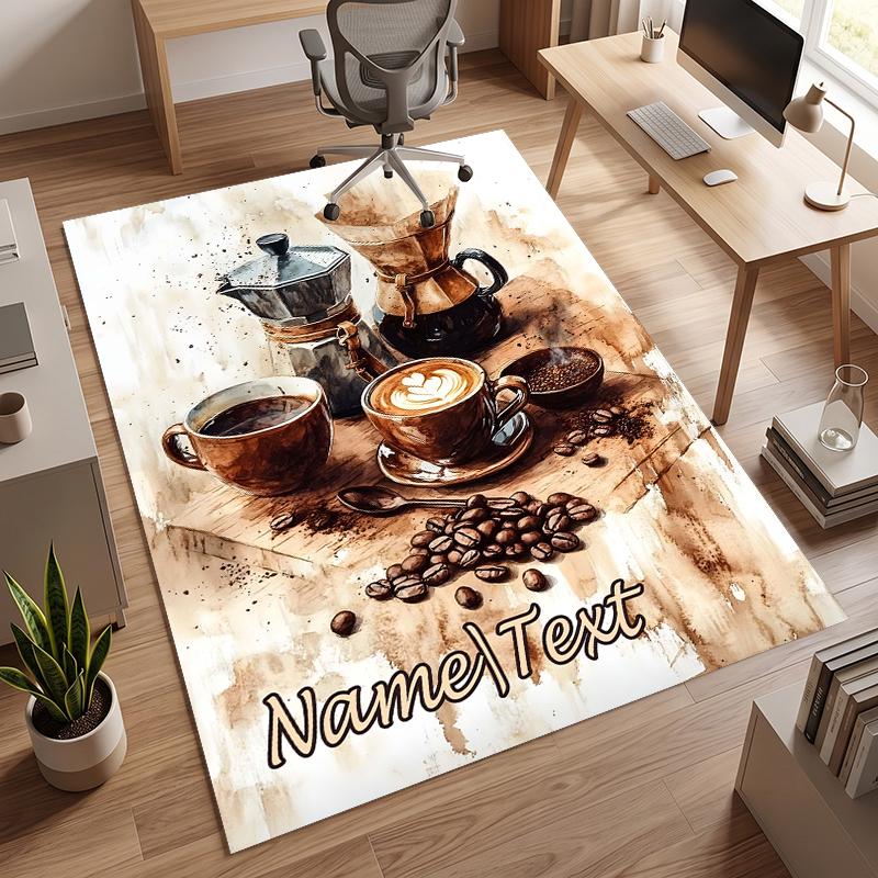 Cozy Coffee (19) Personalized Name Office Carpet Stylish Decor for Living Room Bedroom Kitchen