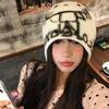Cute kitty cat knitted hat women's autumn and winter warm ear protection hat showing face small bag head hat fashionable versatile cold hat