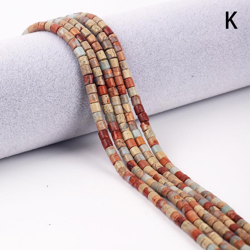 4x4mm Emperor Stone Cylinder Beads - Pink Opal, Xiuyu Serpentine, Flower Jade, Green Dragon Vein Spacer Beads